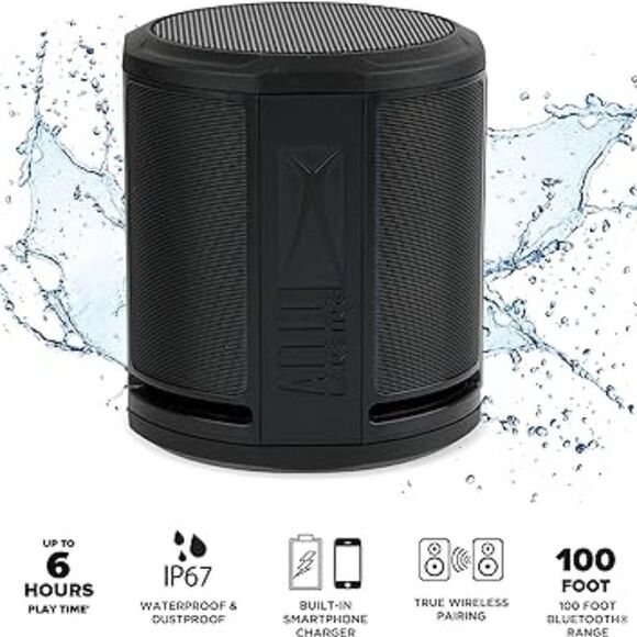 Altec Lansing HydraMicro Black Waterproof Lightweight Portable Bluetooth Speaker - Picture 3 of 8